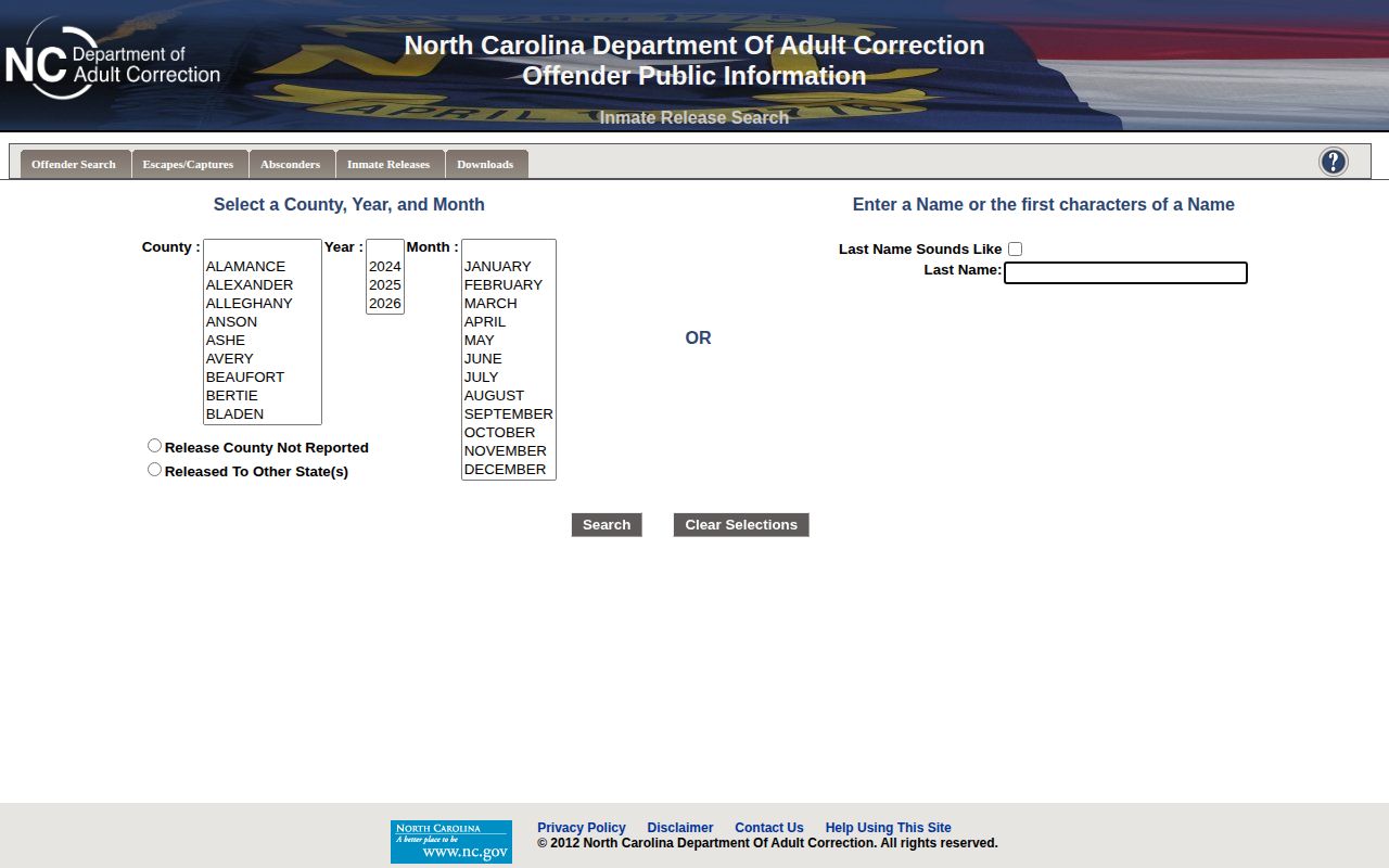 Henderson County released inmate NCDAC release search